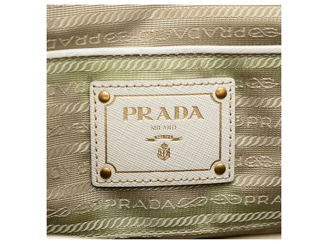 Borsa Prada Beige Saffiano Trimmed Canvas Canapa - vista 5