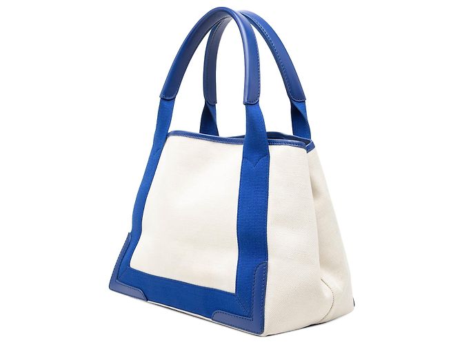 Balenciaga Tote Cabas S in tela bianca navy Bianco Bianco sporco - vista 2