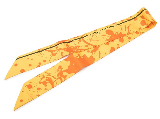 Hermès Twilly Seidentuch Orange Paint Splatter - Ansicht 2