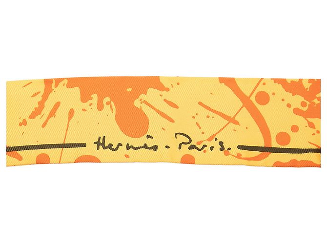 Hermès Twilly Seidentuch Orange Paint Splatter - Ansicht 3