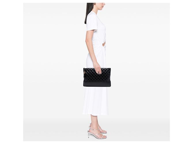 Clutch Chanel Gabrielle O Case in pelle di vitello invecchiata nera Large Nero - vista 6