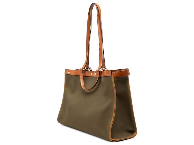 Fendi Green Zucca Embroidered Canvas Peekaboo X Tote Verde Verde oliva - vista 2