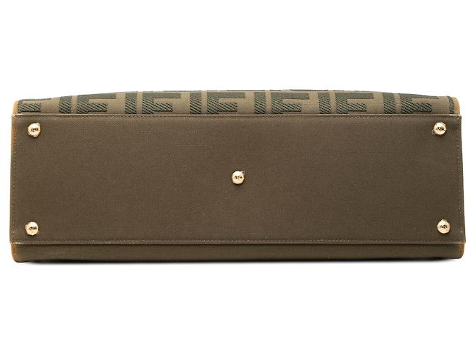 Fendi Green Zucca Embroidered Canvas Peekaboo X Tote Verde Verde oliva - vista 3