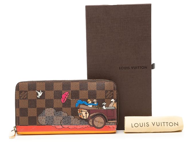 Cartera Louis Vuitton Zippy Illustre Damier Ebene Marrón Castaño - vista 8