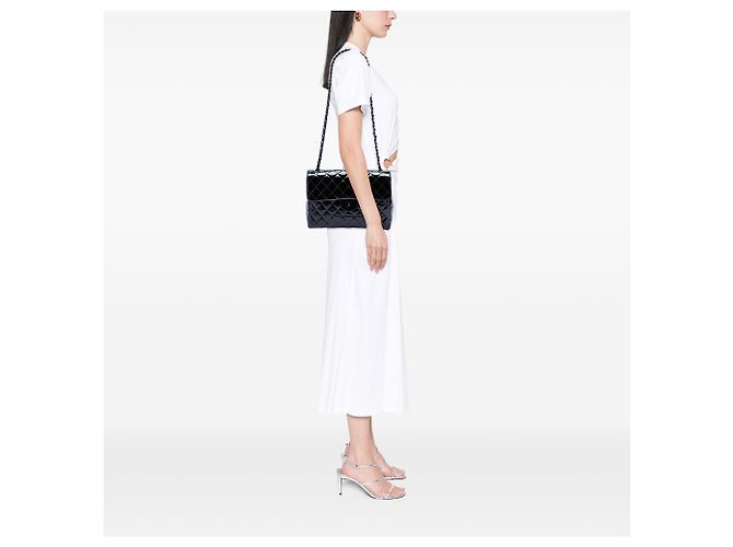 Chanel Black Jumbo Classic Patent Single Flap Nero - vista 7