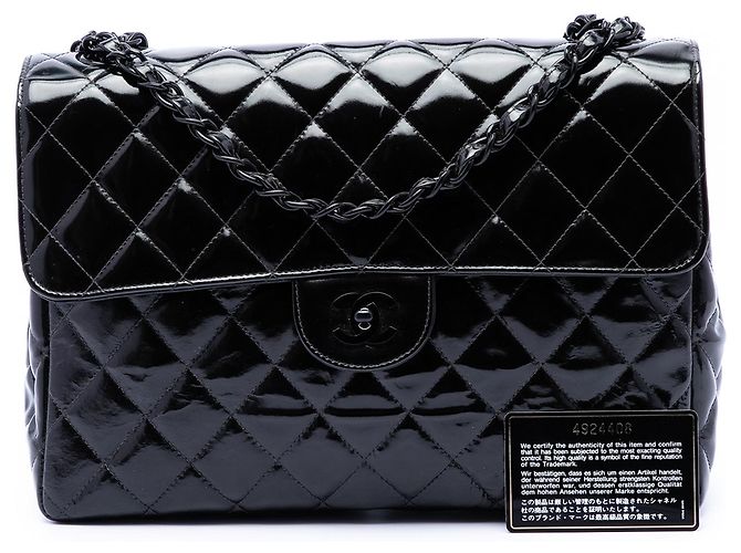 Chanel Black Jumbo Classic Patent Single Flap Nero - vista 8