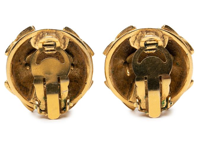 Orecchini a clip Chanel Gold CC placcati oro e strass rotondi D'oro - vista 2