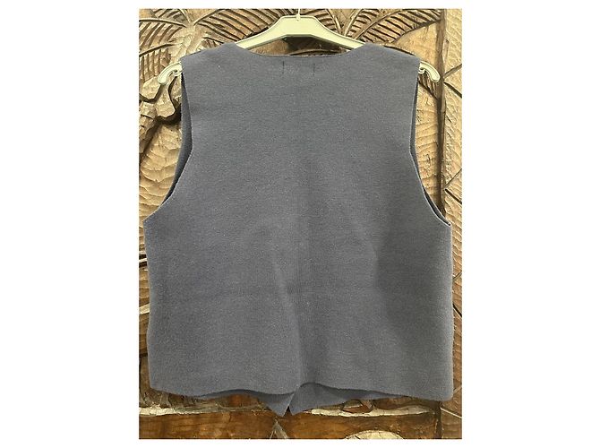 Autre Marque Marineblaue Wollstrick-Weste Dunkelblau - Ansicht 2