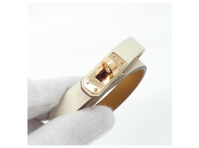 Hermès Bracciale Hermes Mini Kelly Double Tour Bianco Beige - vista 3