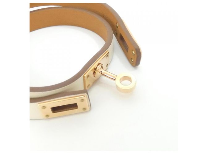 Hermès Bracciale Hermes Mini Kelly Double Tour Bianco Beige - vista 5