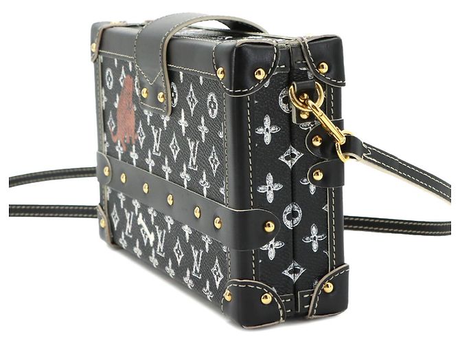 Borsa a Spalla Louis Vuitton Monogram Catgram Petite Malle Nero - vista 3
