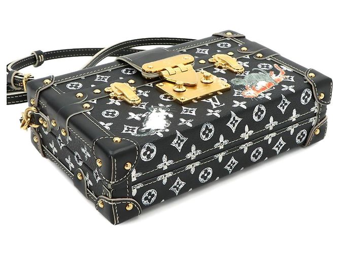 Borsa a Spalla Louis Vuitton Monogram Catgram Petite Malle Nero - vista 4