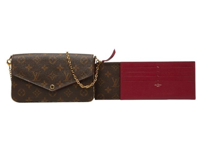 Borsa a tracolla Louis Vuitton Monogram Pochette Felicie Chain Marrone Fuschia Monogramma - vista 11