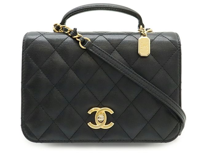 Borsa a tracolla Chanel Matelassé Coco Mark Chain Nero - vista 2