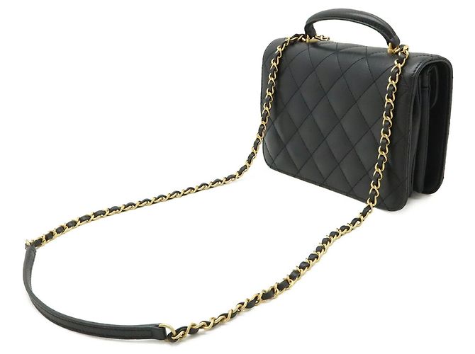 Borsa a tracolla Chanel Matelassé Coco Mark Chain Nero - vista 3
