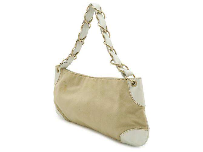Borsa a Spalla con Catena Chanel Coco Mark Bianco Beige - vista 3