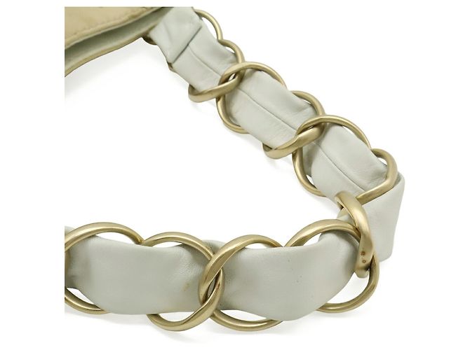 Borsa a Spalla con Catena Chanel Coco Mark Bianco Beige - vista 6
