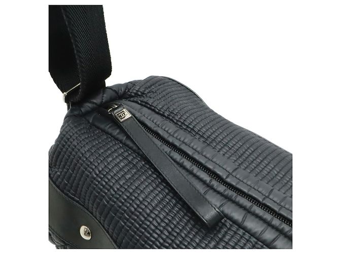 Borsa a tracolla Chanel Sport Line in nylon trapuntato Nero - vista 7