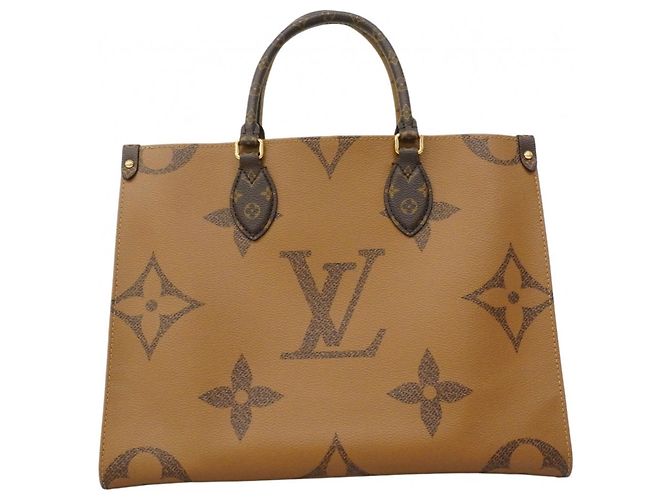 Borsa Tote Louis Vuitton Monogram Reverse Giant OnTheGo MM Marrone - vista 10
