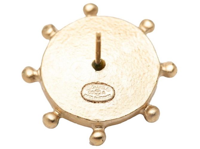 Orecchini a lobo Chanel Coco Mark placcati oro e strass D'oro - vista 3