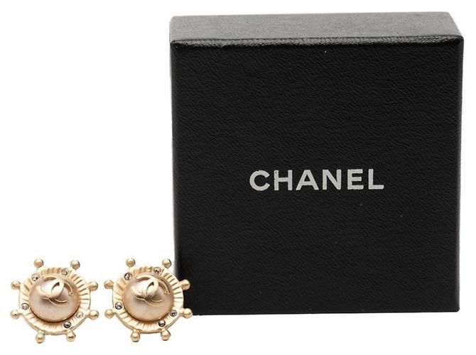 Orecchini a lobo Chanel Coco Mark placcati oro e strass D'oro - vista 6