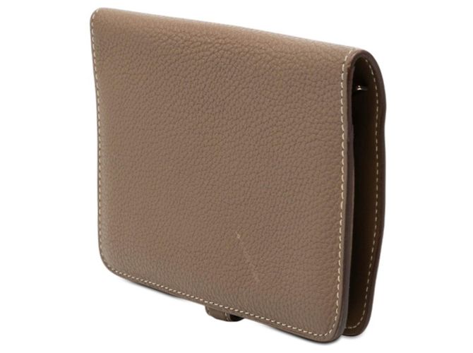 Hermès Cartera compacta de dos pliegues Dogon Hermes Gris Gris pardo - vista 2