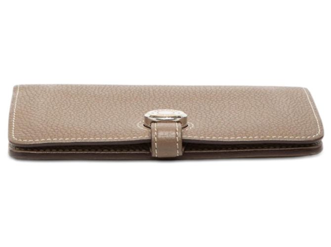 Hermès Cartera compacta de dos pliegues Dogon Hermes Gris Gris pardo - vista 3