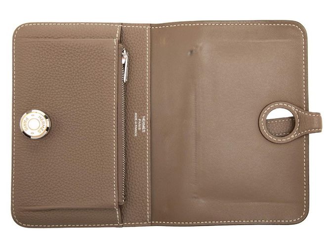 Hermès Cartera compacta de dos pliegues Dogon Hermes Gris Gris pardo - vista 5