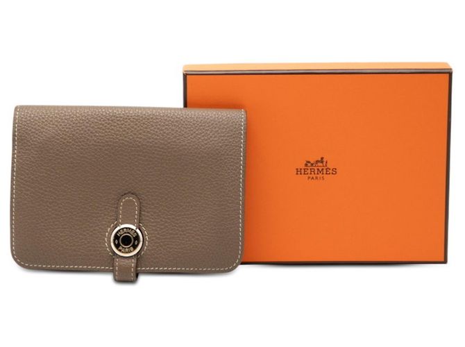 Hermès Cartera compacta de dos pliegues Dogon Hermes Gris Gris pardo - vista 8