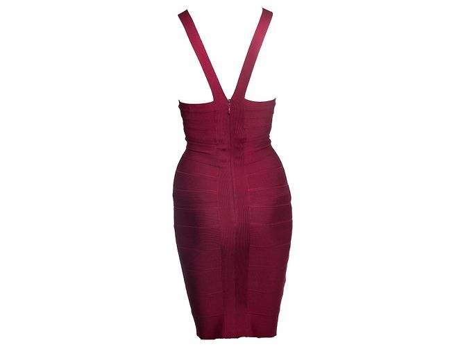 Herve Leger, Bodycon-Kleid mit offenem Schlitz Braun Rot - Ansicht 2