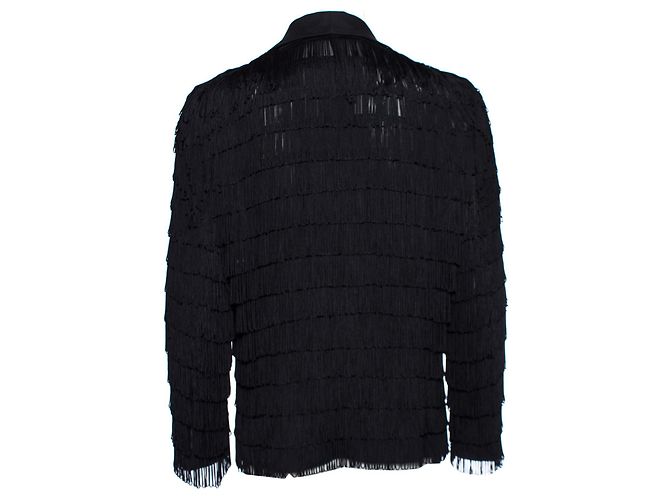 Giacca semi-trasparente Undercover con frange. Nero - vista 3