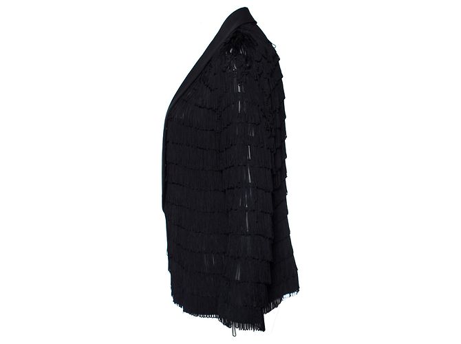 Giacca semi-trasparente Undercover con frange. Nero - vista 4