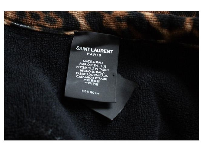 Saint Laurent, Toalla de baño leopardo en camel Castaño - vista 7