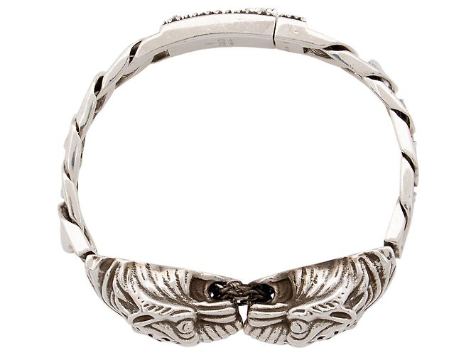 Bracciale a maglie con testa di tigre in argento sterling Gucci Metallico - vista 2