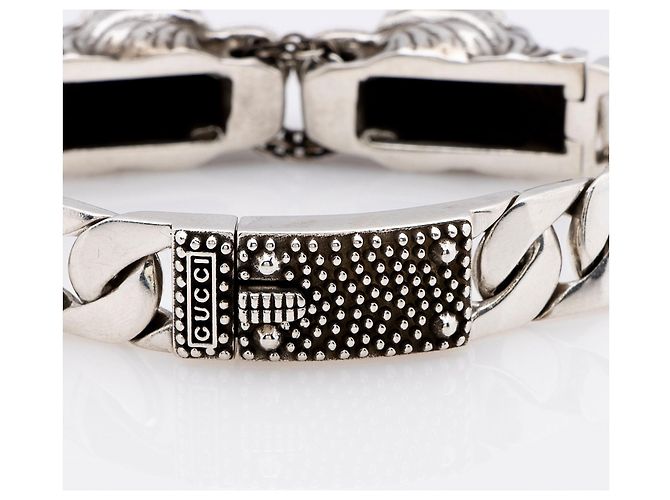 Bracciale a maglie con testa di tigre in argento sterling Gucci Metallico - vista 4