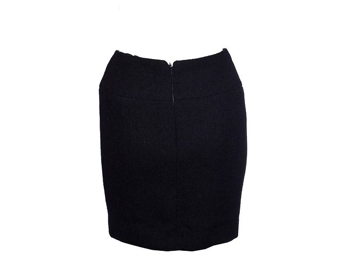 Chanel, Gonna in bouclé nera vintage. Nero - vista 2