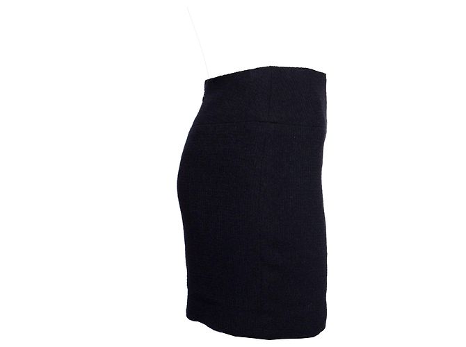 Chanel, Gonna in bouclé nera vintage. Nero - vista 3