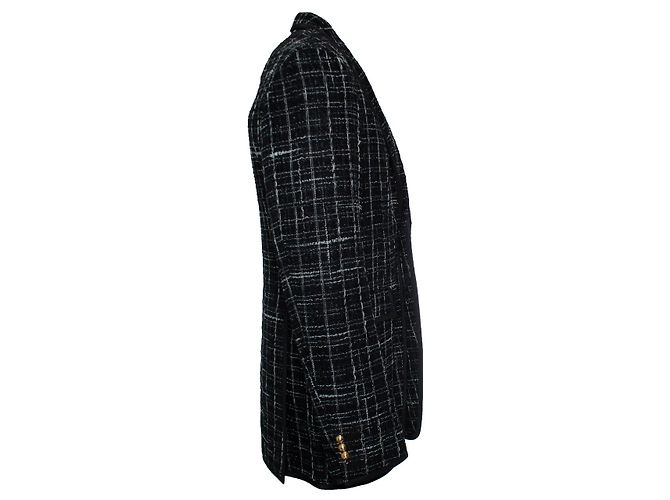 Thom Browne, Giacca in tweed nero - vista 3