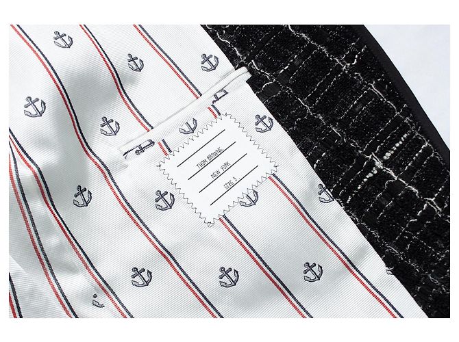 Thom Browne, Giacca in tweed nero - vista 8