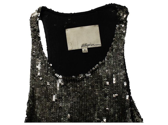 3.1 Phillip Lim Phillip Lim, top de lentejuelas sin mangas Metálico - vista 7