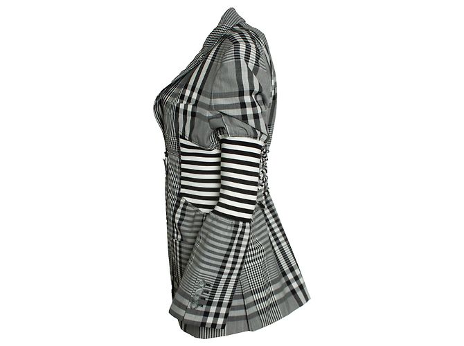 Burberry, blazer a quadri bianco e nero Multicolore - vista 2