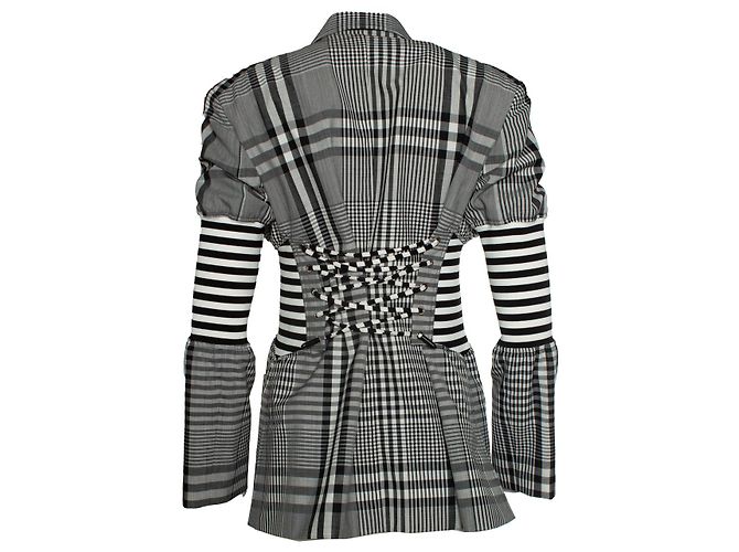 Burberry, blazer a quadri bianco e nero Multicolore - vista 3