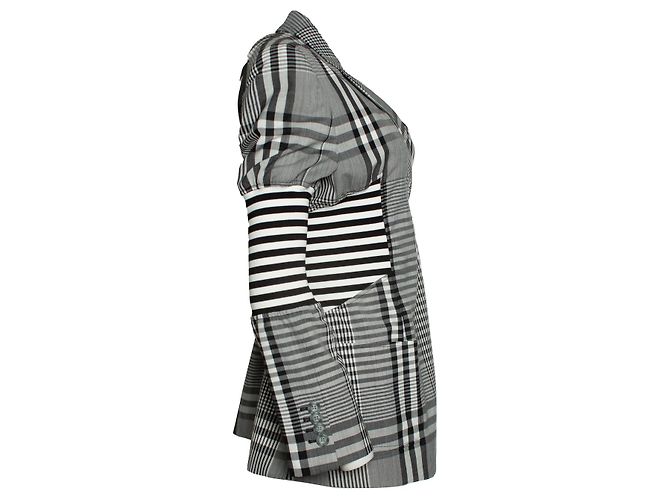 Burberry, blazer a quadri bianco e nero Multicolore - vista 4