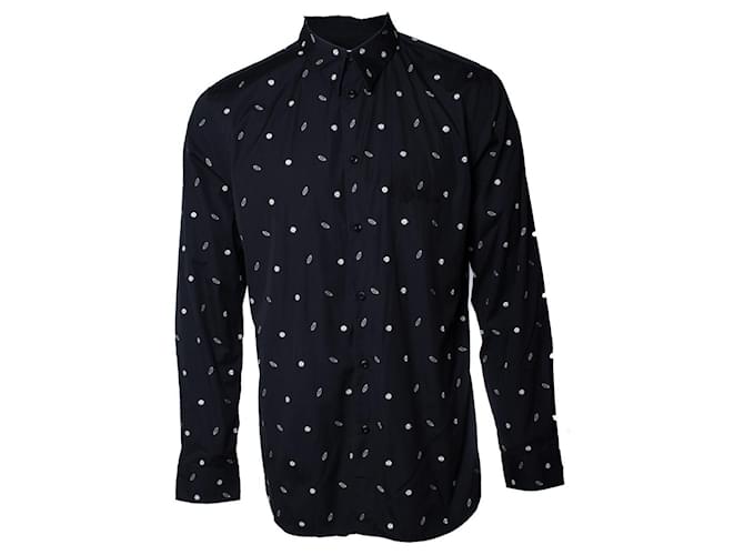 Givenchy, Camicia in cotone nero con ricamo a labbra - vista 2