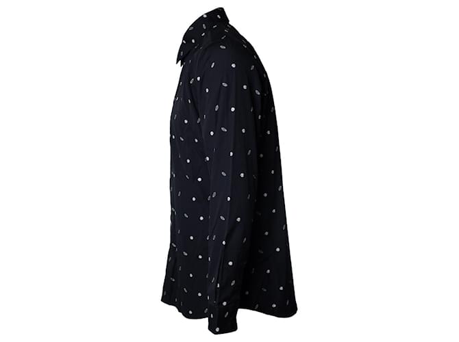 Givenchy, Camicia in cotone nero con ricamo a labbra - vista 4