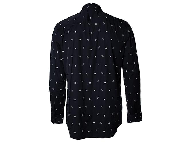 Givenchy, Camicia in cotone nero con ricamo a labbra - vista 5