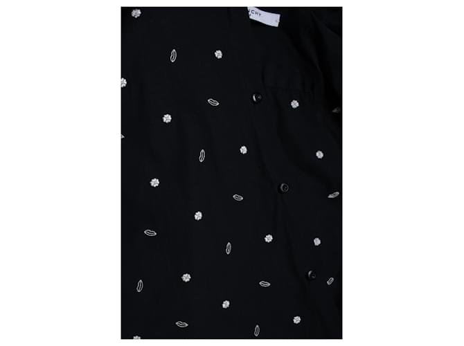 Givenchy, Camicia in cotone nero con ricamo a labbra - vista 7