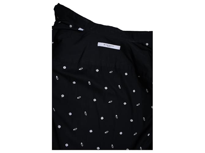 Givenchy, Camicia in cotone nero con ricamo a labbra - vista 8