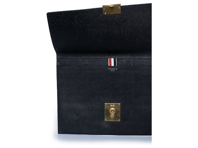 Thom Browne, pebbled leather clutch with wallet Black - view 4