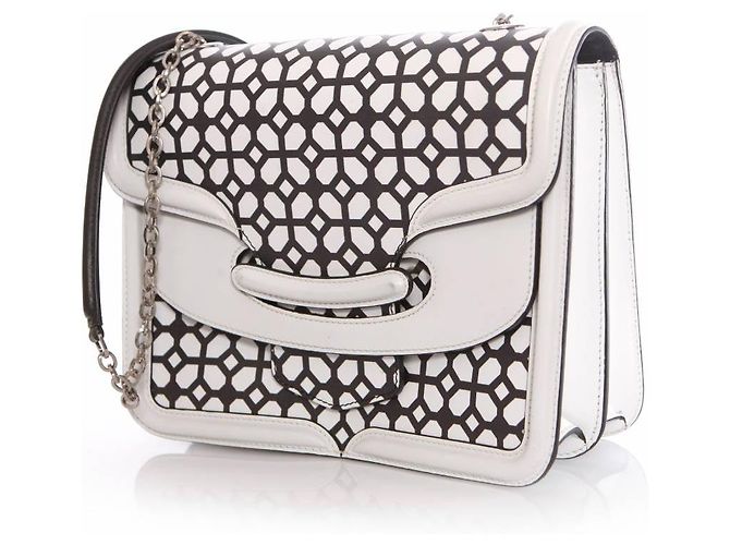 Alexander McQueen, Borsa a tracolla Heroine Black and White. Multicolore - vista 2